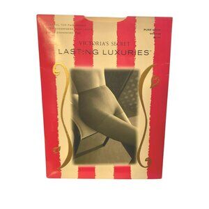 Victorias Secret Lasting Luxuries Control Top Pantyhose Pure White Silky Sheer